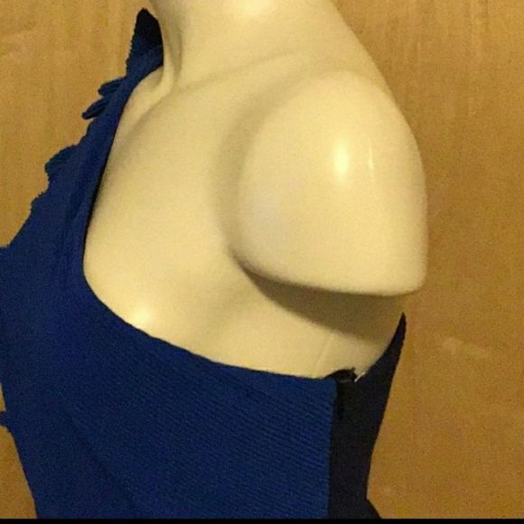 Sandro Two-tone One shoulder Ribbed Dress USA 6-8 - Picture 5 of 8